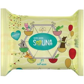 تصویر دستمال مرطوب کودک مدل سولینا بسته 27عددی سون کوئین Seven Queen Baby Wipes Solina 27Units