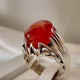 تصویر انگشتر عقیق قرمز اصل کار استاد پرچمی (پدر) 