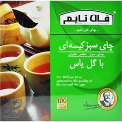 تصویر چای سبز کیسه ای فان تایم مدل گل یاس بسته 100 عددی 