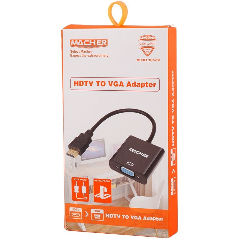 مبدل HDMI به VGA مچر مدل MR206 با کابل صدا طول ۲۰ سانتیمتر
