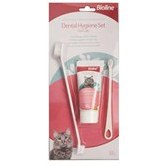 تصویر ست مسواک و خمیر دندان گربه با طعم پنیر بایولاین Bioline dental hygiene set for cats 