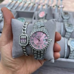 تصویر ساعت مچی رولکس فول نگین بند استیل زنانه و مردانه 