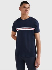 تصویر تی شرت آبی مردانه آرم یقه کوتاه آستین پیراهن Navy Blue UM0UM01915 DW5 Tommy Hilfiger 