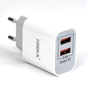 تصویر شارژر دیواری هیسکا مدل H-107 به همراه کابل MicroUSB hiska h107 charger with microusb