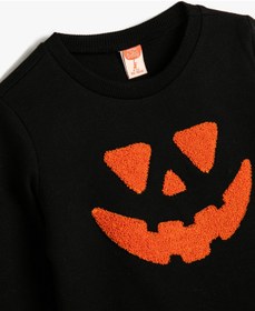 تصویر سویشرت کتون با طرح کدو حلوایی، یقه گرد، آستین بلند و از جنس پنبه برند Koton Koton Sweatshirt Pumpkin Printed Crew Neck Long Sleeve Cotton