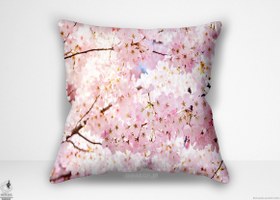 تصویر کوسن گل ، شکوفه های گیلاس صورتی اثر آبلخین (BC 1806) - 40 در 40 سانتیمتر Flower design cushion Pink Cherry Blossoms by Ablokhin