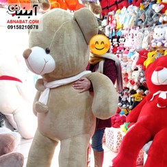 تصویر عروسک خرس 2 متری قهوه ای Valentine brown bear doll 2 meters