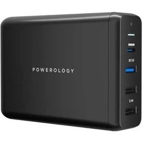 تصویر هاب شارژر 4 پورت پاورولوژی مدل PWCUQC001 توان 75 وات Powerology hub 4-port PWCUQC001 power terminal 75w