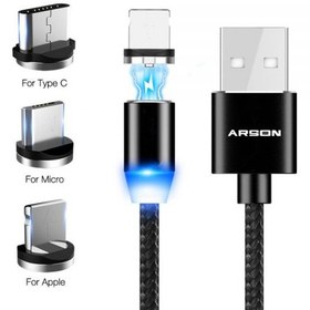 تصویر کابل تبدیل USB به microUSB/ لایتنینگ / تایپ سی آرسون مدل AN-M33 Arson AN-M33 USB to microUSB/Lightning/USB-C conversion cable