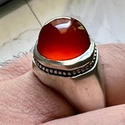 تصویر انگشتر نقره عقیق پرتقالی کلوخه دست ساز 