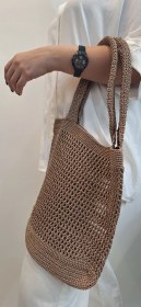 تصویر کیف دستباف مکرومه مستطیل توری 