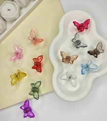 تصویر کلیپس شیشه ای پروانه ای بزرگ Large butterfly glass clips