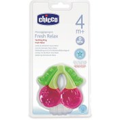 تصویر دندان گیر چیکو مدل آلبالو fresh relax رنگ صورتی مناسب 4 ماه به بالا Chicco teether fresh relax massaggiagengive pink color 4m