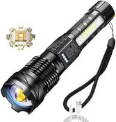 Goreit Flashlight High Lumens Rechargeable, 20000 Lumen Led Flashlights  XHP70.2 USB Super Bright Flash Light, High Powered Handheld Flashlights for  Emergencies Camping, IP67 Waterproof, Zoomable Black