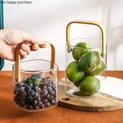 تصویر یخدان پیرکس دسته بامبو وارداتی | شفاف و مقاوم، مناسب سرو شکلات، تنقلات و یخ - مربع Feathered Bamboo Handle Pyrex Ice Container – Square & Round, Transparent & Durable