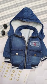 تصویر کاپشن تو خز لی رنگ آبی 