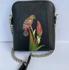 تصویر کیف دوشی چرم دخترانه فلوتر با نقاشی 