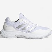 تصویر کفش تنیس زنانه آدیداس – ADIDAS Courtjam Gamecourt – سفید/نقره ای ADIDAS Women's Tennis Shoes - All Surfaces - White/Silver - Gamecourt