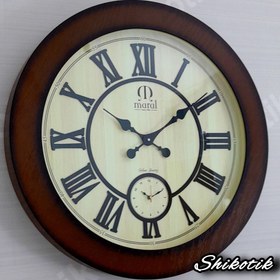 تصویر ساعت دیواری صفحه تمام چوب دو موتوره مارال 