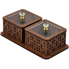 تصویر قندان چوبی دو تایی 