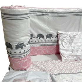 تصویر سرویس خواب 7تکه لیزا Lisa طرح فیل صورتی 