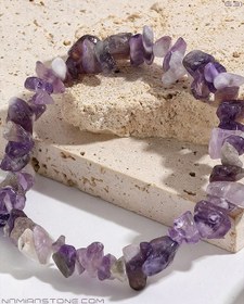 تصویر دستبند دفرمه آمیتیست Amethyst سنگ طبیعی (تراش نامنظم) 