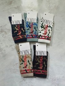 تصویر جوراب مردانه دومینو طرح نوشته SIESEL ساق بلند Men's domino design socks by SIESEL long leg