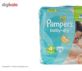 تصویر پوشک بچه پمپرز مدل pampers baby dry سایز 4 بسته 25 عددی ا pampers baby dry diaper size 4 pack of 25 pampers baby dry diaper size 4 pack of 25