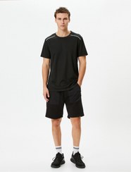 تصویر Spor Şort Cepli Beli Bağcıklı Kumaş Detaylı 