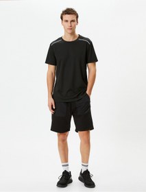 تصویر Spor Şort Cepli Beli Bağcıklı Kumaş Detaylı 