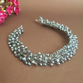 تصویر ریسه موی زنانه کریستالی رنگ نقره ای Crystal hair strain