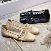 تصویر کفش کالج زنانه سیدنی ورنی مشکی و کرم سایز ۳۷ تا ۴۰ 