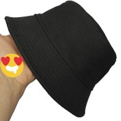 تصویر کلاه باکت مشکی ساده مدل KB101 