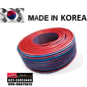 تصویر شیلنگ دو قلوی کره ایی اصل نخ سبز مخصوص جوشکاری هوا برش قیمت بر اساس هر متر است Korean twin hose for air cutting