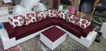 تصویر مبل راحتی ال ۷ نفره دسته دوبل با جلومبلی 