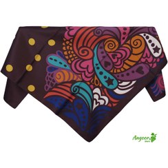 تصویر روسری ساتن ابریشم زمینه بادمجونیGNT کد 1152 