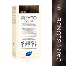 تصویر کیت رنگ موی بدون آمونیاک فیتو شماره 6 رنگ بلوند تیره حجم 50 میل ا PHYTO AMONIA FREE PERMENANT HAIR COLOR NO. 6 DARK BLONDE PHYTO AMONIA FREE PERMENANT HAIR COLOR NO. 6 DARK BLONDE