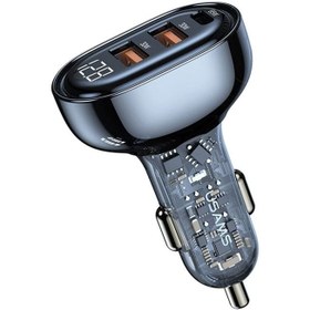 تصویر شارژر فندکی فست شارژ تایپ سی و یو اس بی 125 وات یوسامز USAMS US-CC158 Fast Car Charger 