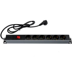 تصویر رک مونت پارت الکتریک مدل پارسا 6 خانه چراغ دار 1.8 متر Part Electric Parsa 6 way 1.8m and light Rack Mount