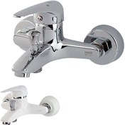 تصویر شیر حمام کسری مدل کارون کروم و سفید 