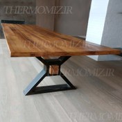 تصویر میز و نیمکت ناهارخوری چوبی آهنی ترمو وود مدل TMD23 