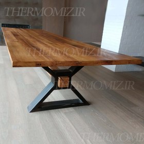 تصویر میز و نیمکت ناهارخوری چوبی آهنی ترمو وود مدل TMD23 