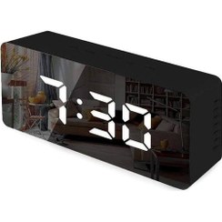 تصویر ساعت و دماسنج دیجیتالی رومیزی آینه ای مدل 719 