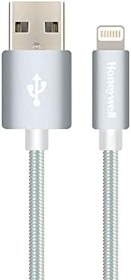 تصویر کابل USB 2.0 به لایتنینگ Honeywell، کابل روشنایی اصلی اپل دارای تاییدیه MFI، شارژ سریع، کابل همگام سازی و شارژ نایلونی بافته شده برای iPhone، iPad، Airpods، iPod، 4 فوت (1.2M) - نقره ای 