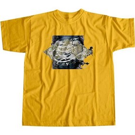 تصویر تی شرت هنری نخی یقه گرد خردلی چام Chaam کد 2737 