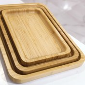 تصویر سینی چوبی بامبو لبه دار مستطیل در سه سایز کد محصول 175/176/177
