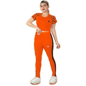 تصویر ست اسپرت زنانه طرح آدیداس رنگ نارنجی 