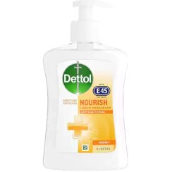 تصویر مایع دست بریتانیایی دتول Dettol with E45 Handwash با رایحه عسل 250 میل 