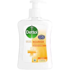 تصویر مایع دست بریتانیایی دتول Dettol with E45 Handwash با رایحه عسل 250 میل 