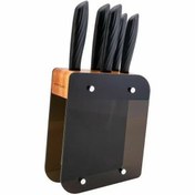 تصویر ست چاقو آشپزخانه امسان مدل Kumsal رنگ مشکی استندی Emsan Kumsal 6-Piece Knife Set